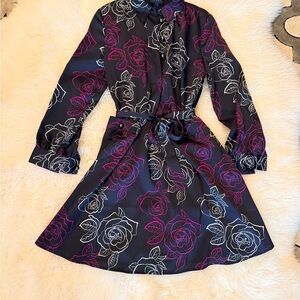 Armani Jeans Black Dress with Pink and White Floral